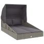 Preview: Sonnenliege mit Faltdach Grau 200x114x128 cm Poly Rattan