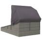 Preview: Sonnenliege mit Faltdach Grau 200x114x128 cm Poly Rattan