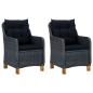 Preview: ARDEBO.de - Gartenstühle mit Kissen 2 Stk. Poly Rattan Dunkelgrau
