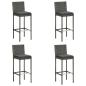 Preview: ARDEBO.de - Garten-Barhocker mit Kissen 4 Stk. Grau Poly Rattan