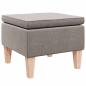 Preview: Hocker mit Holzbeinen Taupe Stoff