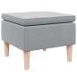 Preview: Hocker mit Holzbeinen Hellgrau Stoff