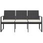 Preview: Gartenbank 3-Sitzer mit Kissen Schwarz PP-Rattan