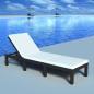 Preview: ARDEBO.de - Sonnenliege mit Auflage Poly Rattan Schwarz