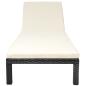 Preview: Sonnenliege mit Auflage Poly Rattan Schwarz