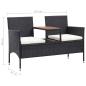 Preview: 2-Sitzer-Gartenbank mit Teetisch 143 cm Poly Rattan Schwarz