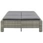 Preview: 2-Personen-Sonnenliege mit Auflage Grau Poly Rattan