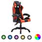 Preview: ARDEBO.de - Gaming-Stuhl mit RGB LED-Leuchten Orange und Schwarz Kunstleder
