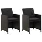 Preview: ARDEBO.de - Gartenstühle mit Kissen 2 Stk. Poly Rattan Schwarz
