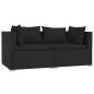 Preview: 3-tlg. Garten-Lounge-Set mit Kissen Schwarz Poly Rattan