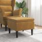 Preview: ARDEBO.de - Hocker mit Holzbeinen Braun Samt