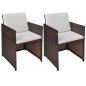 Preview: ARDEBO.de - Gartenst?hle 2 Stk. mit Polstern und Kissen Poly Rattan Braun