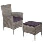 Preview: ARDEBO.de - Gartenstuhl und Hocker mit Polstern Poly Rattan Grau
