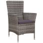 Preview: Gartenstuhl und Hocker mit Polstern Poly Rattan Grau
