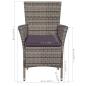 Preview: Gartenstuhl und Hocker mit Polstern Poly Rattan Grau
