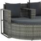 Preview: Gartenbett mit Sonnenschirm Grau Poly Rattan