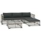 Preview: 5-tlg. Garten-Lounge-Set mit Auflagen Poly Rattan Grau