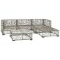 Preview: 5-tlg. Garten-Lounge-Set mit Auflagen Poly Rattan Grau