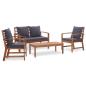 Preview: ARDEBO.de - Garten-Lounge-Set mit Auflagen 4-tlg. Massivholz Akazie