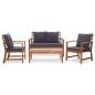 Preview: Garten-Lounge-Set mit Auflagen 4-tlg. Massivholz Akazie