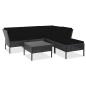 Preview: ARDEBO.de - 6-tlg. Garten-Lounge-Set mit Auflagen Poly Rattan Schwarz