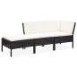 Preview: ARDEBO.de - 3-tlg. Garten-Lounge-Set mit Auflagen Poly Rattan Schwarz