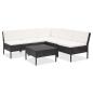 Preview: ARDEBO.de - 6-tlg. Garten-Lounge-Set mit Auflagen Poly Rattan Schwarz