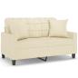 Preview: 2-Sitzer-Sofa mit Zierkissen Creme 120 cm Kunstleder