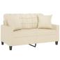 Preview: 2-Sitzer-Sofa mit Zierkissen Creme 120 cm Kunstleder