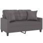Preview: 2-Sitzer-Sofa mit Zierkissen Grau 120 cm Kunstleder
