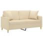 Preview: 2-Sitzer-Sofa mit Zierkissen Creme 140 cm Stoff