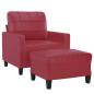 Preview: Sessel mit Hocker Weinrot 60 cm Kunstleder