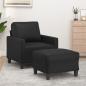 Preview: ARDEBO.de - Sessel mit Hocker Schwarz 60 cm Kunstleder