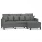 Preview: 3-Sitzer-Sofa mit Hocker Dunkelgrau 180 cm Stoff