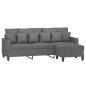 Preview: 3-Sitzer-Sofa mit Hocker Dunkelgrau 180 cm Stoff