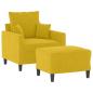 Preview: Sessel mit Hocker Gelb 60 cm Samt