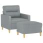 Preview: Sessel mit Hocker Hellgrau 60 cm Stoff