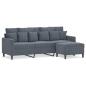Preview: 3-Sitzer-Sofa mit Hocker Dunkelgrau 180 cm Samt