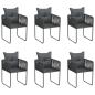 Preview: ARDEBO.de - Gartenstühle 6 Stk. mit Kissen Poly Rattan Schwarz