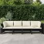 Preview: 4-Sitzer-Gartensofa mit Auflagen Schwarz Poly Rattan