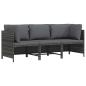 Preview: ARDEBO.de - 3-Sitzer-Gartensofa mit Kissen Grau Poly Rattan