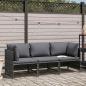 Preview: 3-Sitzer-Gartensofa mit Kissen Grau Poly Rattan
