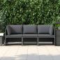 Preview: 3-Sitzer-Gartensofa mit Kissen Grau Poly Rattan