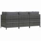 Preview: 3-Sitzer-Gartensofa mit Kissen Grau Poly Rattan