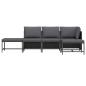 Preview: 5-tlg. Garten-Sofagarnitur mit Auflagen Grau Poly Rattan