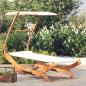 Preview: ARDEBO.de - Sonnenliege mit Dach 100x190x134 cm Bugholz Massiv Creme