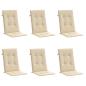 Preview: Gartenstuhlauflagen für Hochlehner 6Stk. Beige 120x50x3cm Stoff
