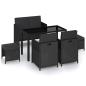 Preview: ARDEBO.de - 6-tlg. Garten-Essgruppe mit Auflagen Poly Rattan Schwarz