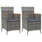 Preview: ARDEBO.de - Garten-Essstühle 2 Stk. Poly Rattan Grau