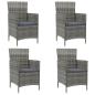 Preview: ARDEBO.de - Gartenstühle mit Kissen 4 Stk. Poly Rattan Grau